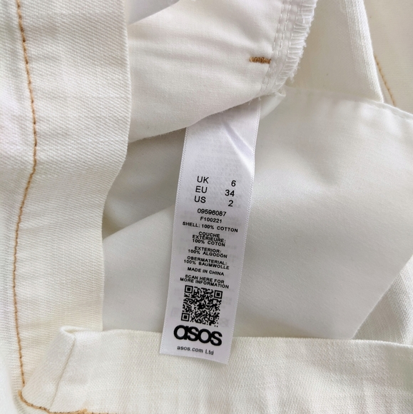 NWOT ASOS DESIGN Petite paperbag short in off white with braid belt - Picture 12 of 13